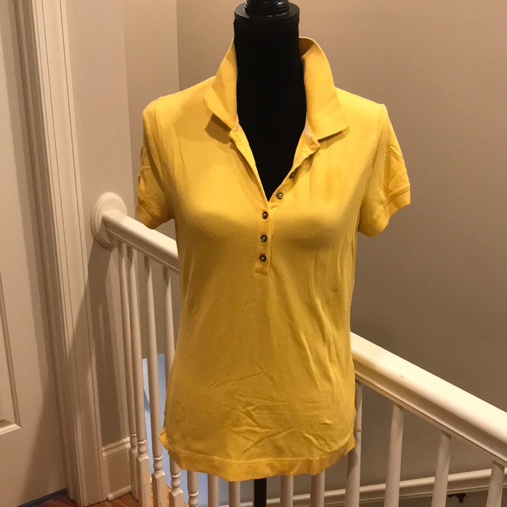 Mustard Gold yellow Slim fit polo. Talbots
